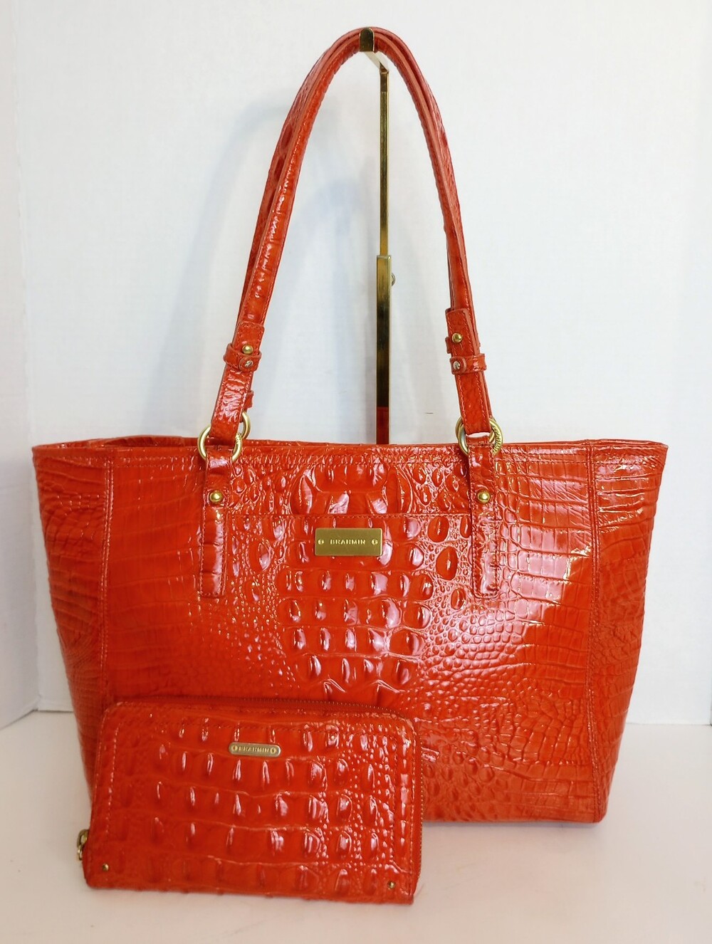 Brahmin Orange Melbourne Medium Asher With Matching Wallet